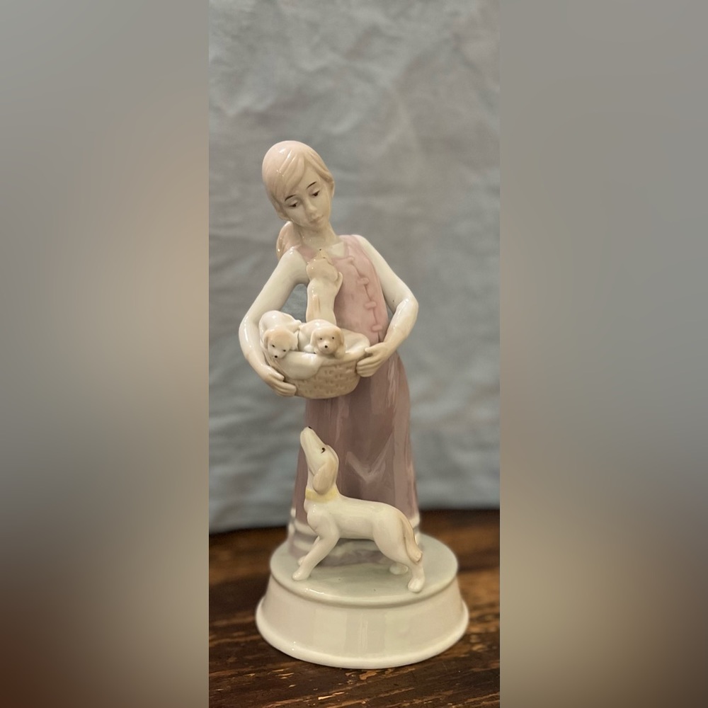 Pretty Girl With Dogs Figurine